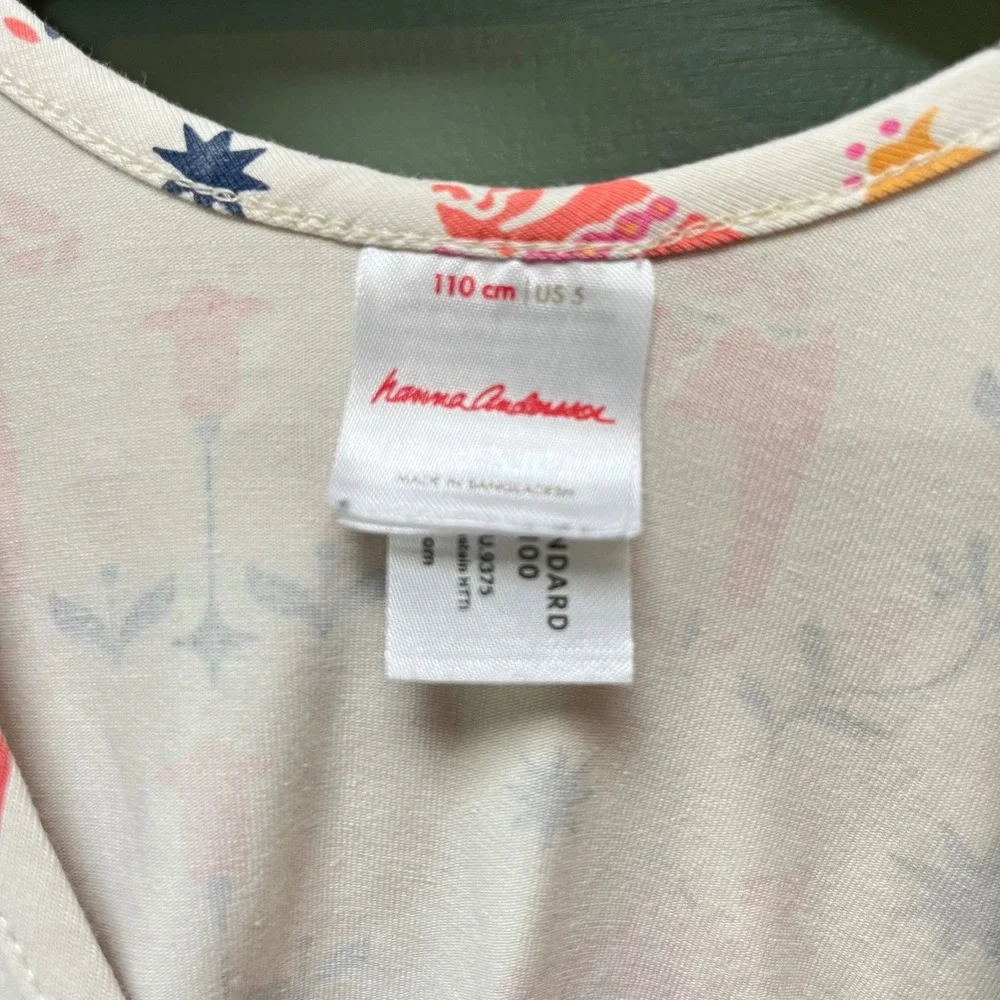 Hanna Andersson Girls Dala Horse Floral Long Sleeve Pocket Dress White US 5